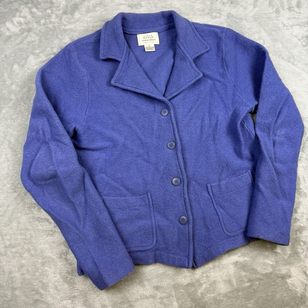 Vintage 90s Field Manor Purple Fleece Button Jacket Womens Medium Wool